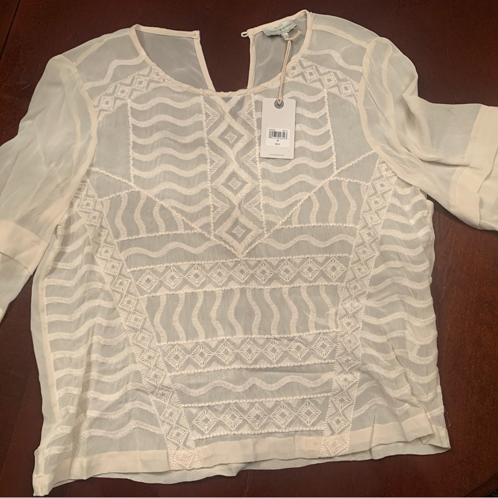 Lucky Brand Elegant Cream Sheer Women's Top